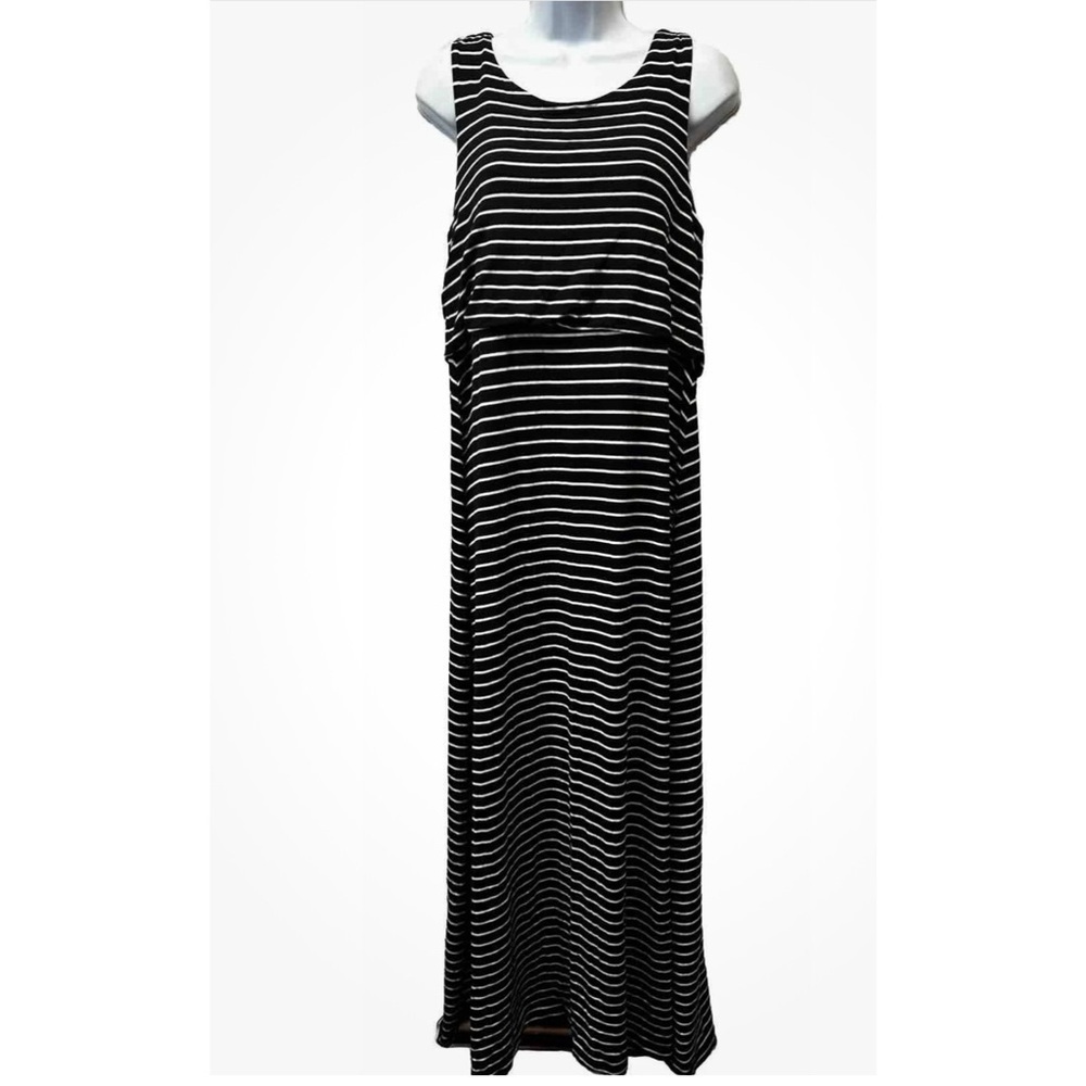 NWT APT.9 Elegant Black and White Striped Maxi Dress